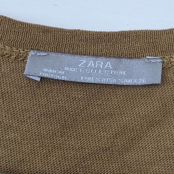 Zara WB Collection Tan Faux Suede T-Shirt Small - Picture 7 of 8